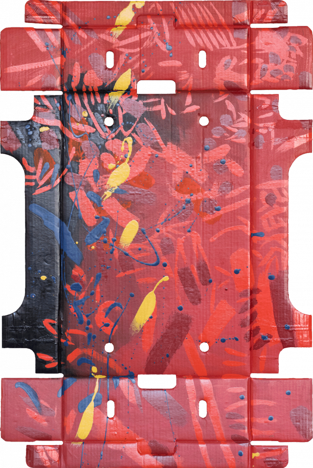 aus dem Dschungel
96 x 65 cm
Lack auf Pappe
1988